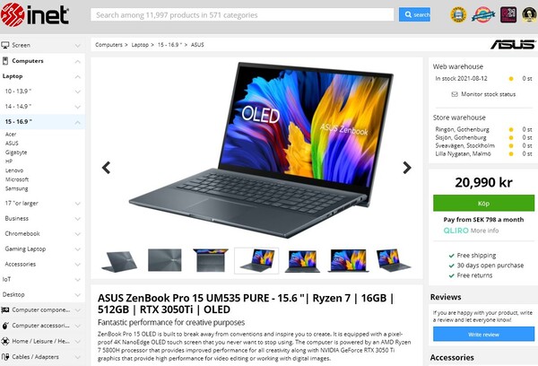 華碩ZenBook Pro 15亮相 搭配AMD Ryzen 9 5900HX處理器