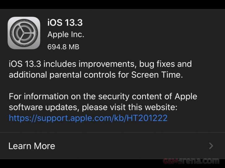 Apple iOS and iPadOS 13.3